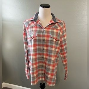 Jack’s girlfriend, pearl snap long sleeve flannel‎ shirt size large